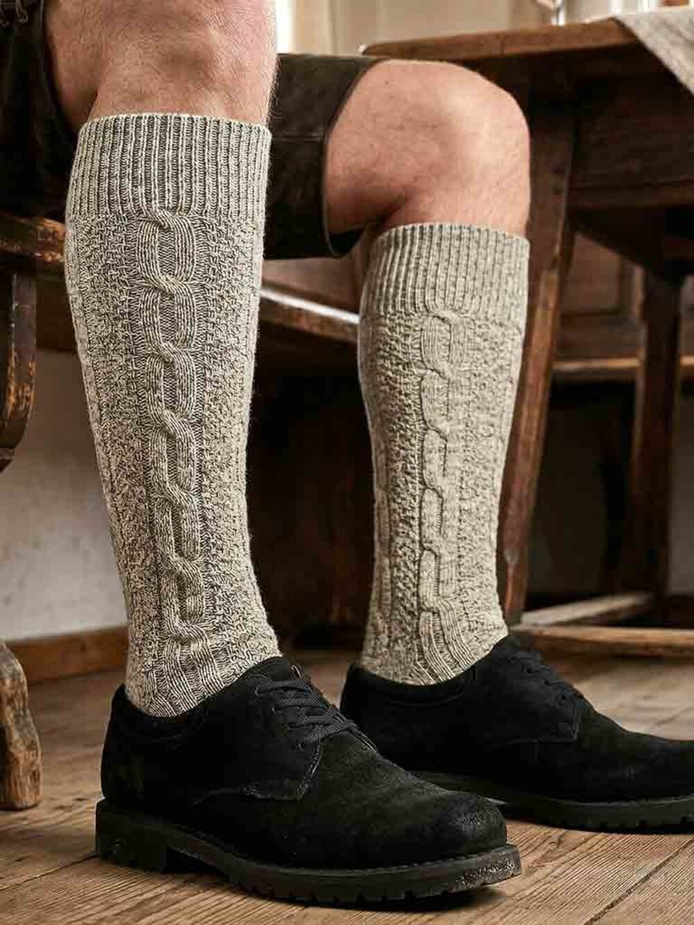 Men’s Grey Oktoberfest Bavarian Socks German Lederhosen Traditional Knit Socks - Picture 8 of 8